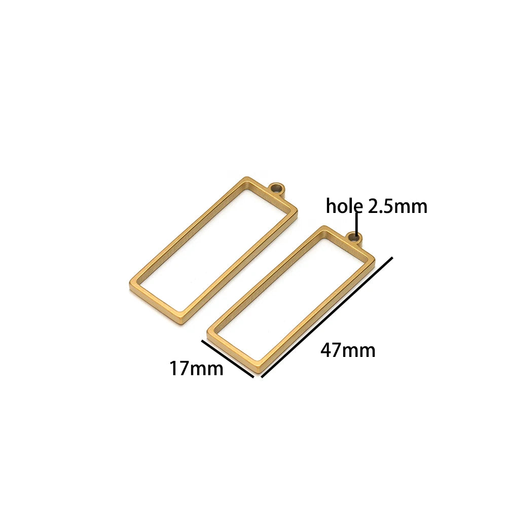 304 Stainless Steel 18k Gold Plated Rhombus Heart Moon Square Charm Pendant for DIY Handmade Necklace Jewelry Making
