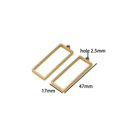 304 Stainless Steel 18k Gold Plated Rhombus Heart Moon Square Charm Pendant for DIY Handmade Necklace Jewelry Making