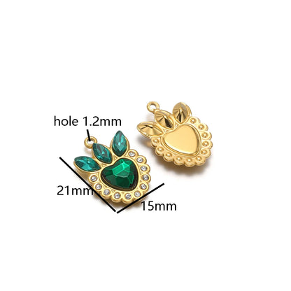 Wholesale Stainless Steel Gold Plated Crown Heart Zircon Charms Pendant for Diy Jewelry Necklace Making Accessories