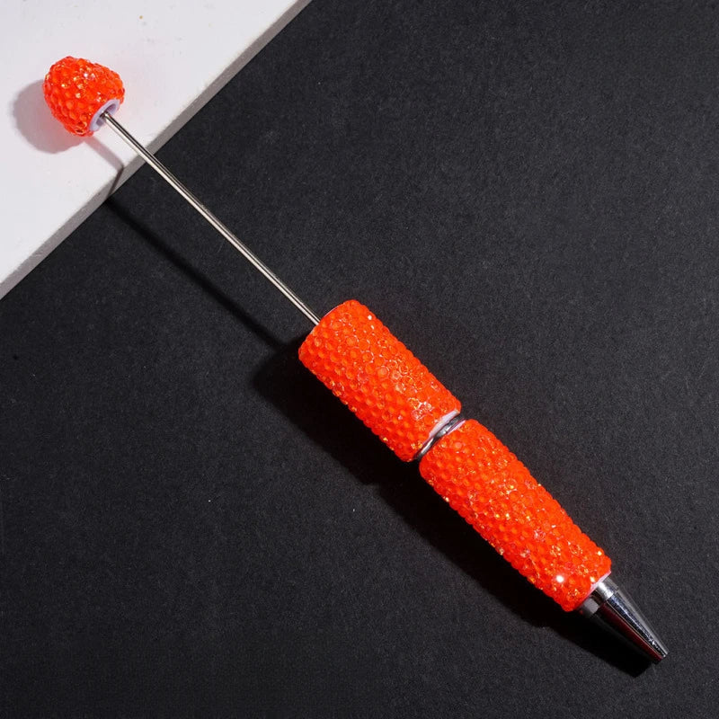 Luminous Fluorescent Beadable Clay Pens Full Covered Rhinestone Ballpoint Pens for Beadable Pen Keychain DIY Bulk Craft Supplies