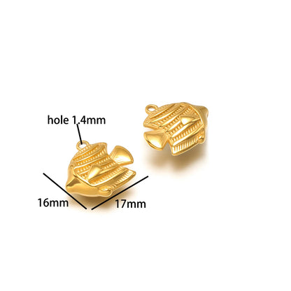 DIY Pendant 18k Gold Plated Stainless Steel Heart Sunflower Turtle Shrimp Fish Charm Pendant for DIY Necklace Jewelry Making