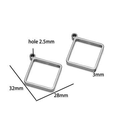 304 Stainless Steel 18k Gold Plated Rhombus Heart Moon Square Charm Pendant for DIY Handmade Necklace Jewelry Making
