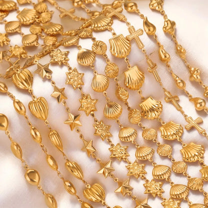 A2836 Amazing Hot Sea Ocean Shell Chain Gold Plated Cross Chain for Necklace Bracelet Making Diy