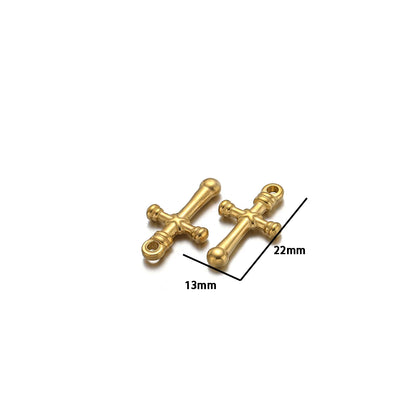 Classic 18k Gold Plated Stainless Steel Cross  Charm Pendant for DIY Necklace Jewelry Making Accessories Wholesale