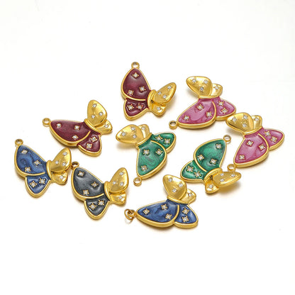 Hot Selling Stainless Steel18k Gold Plated Drop Oil Dot Drill Butterfly Charms Pendant for DIY Jewelry Necklace Making