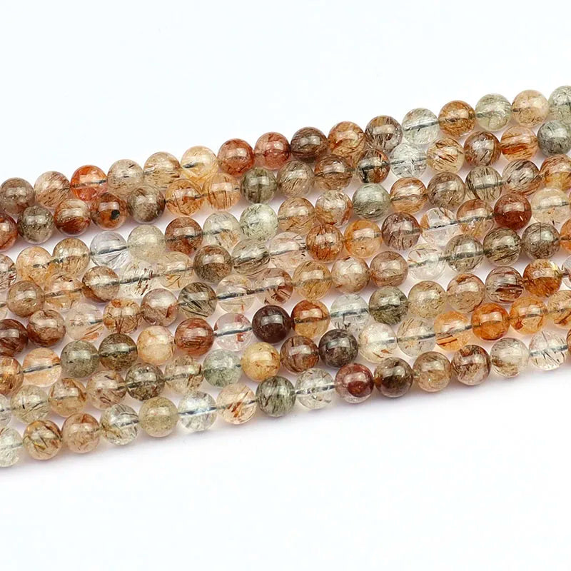 Natural Super Seven 7 Rutile Beads Black Copper Rutilated Quartz Beads for DIY Bracelets Necklace Jewelry Making 6mm 8mm