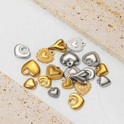Fashion Stainless Steel 18k Gold Plated Difform Heart Charm Pendant for Diy Jewelry Necklace Earring Making Bulk