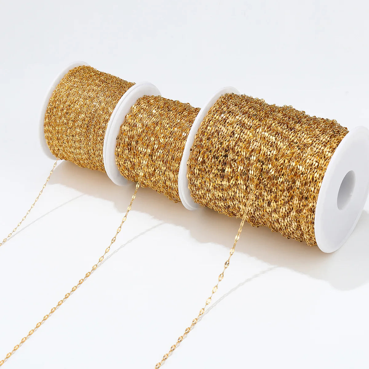 E379 PVD Plated Roller Chain Gold Steel Lip Thin Chain Waterproof Stainless Steel Chain for Diy