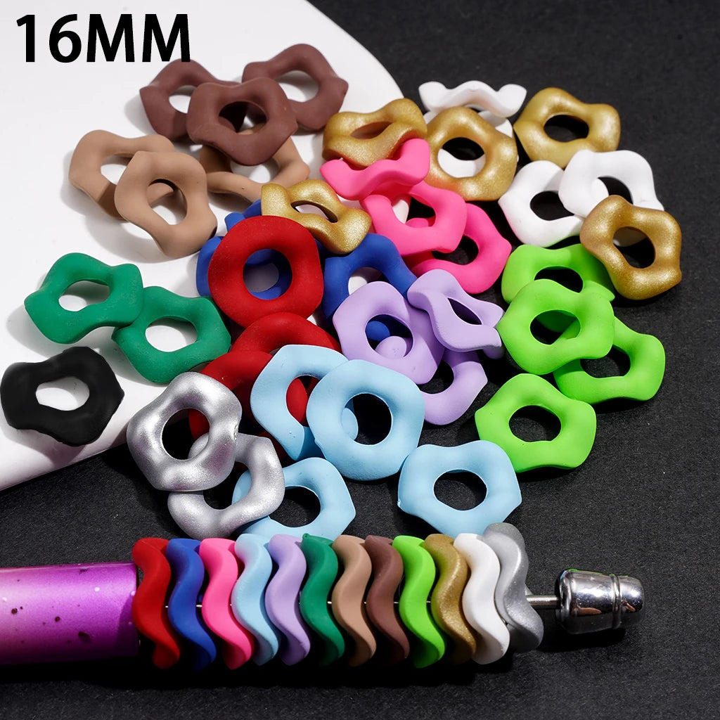 16mm  Wave Edge Stacked Ring Beads Stringing Jewelry Accessory for DIY Making Stringing Pen