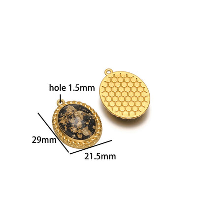 Retro Glass Pendant Stainless Steel 18k Gold Plated Star Heart Round Butterfly Shape Charm Pendant for Jewelry Necklace Making