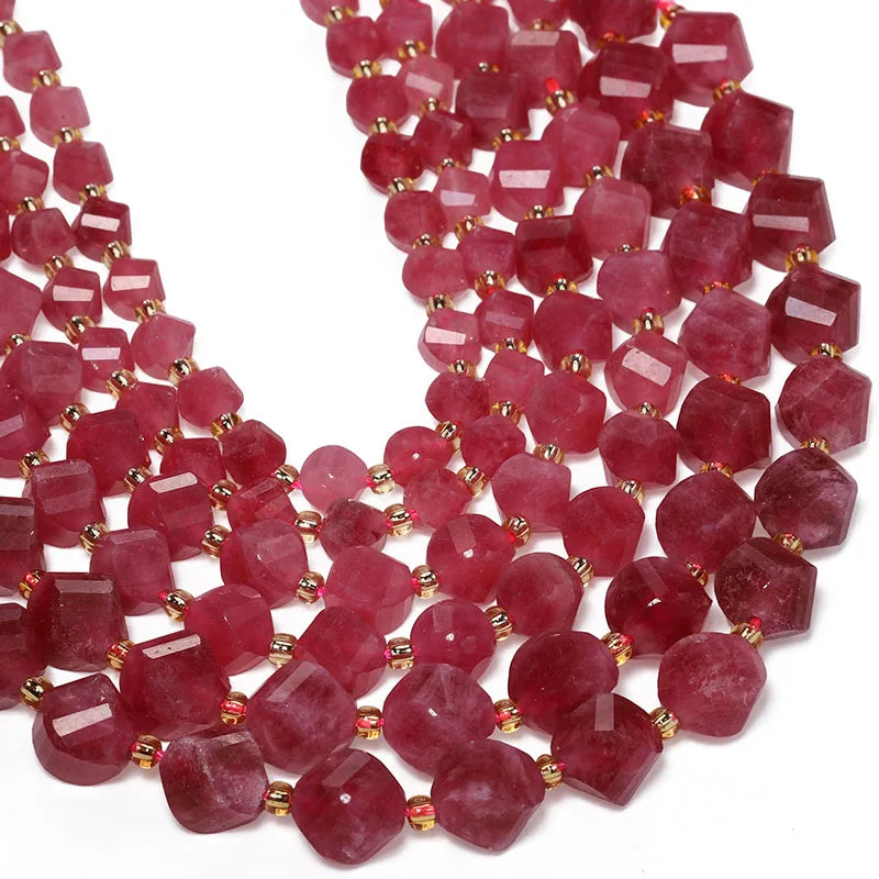 Faceted Helix Twisted 6mm 8mm 10mm Jade Agate Gemstone Beads, Cut Stone Obsidian Rose Quartz Bead for DIY Jewelry Making 18CM