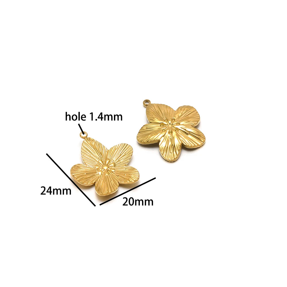 Vintage  DIY Charm 18k Gold Plated Stainless Steel Sun Starfish Flower Charm Pendant for Handmade Necklace Jewelry Making