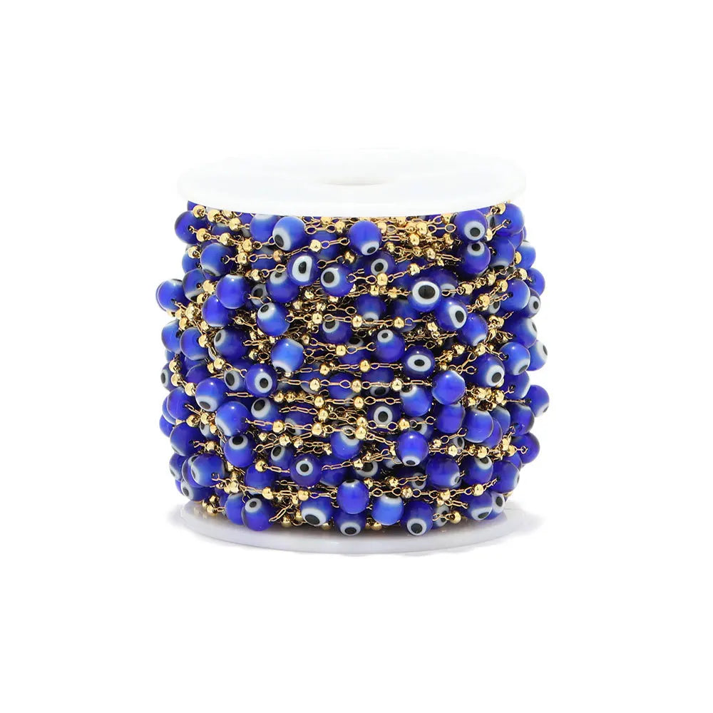 B3338 Rainbow Color Resin Beaded Chain Enamel 6mm Eye Beads Chain Bracelet Necklace Making