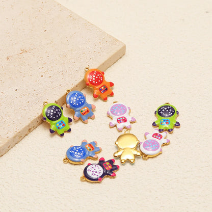 Enamel Penguin Shape 18K Gold Plated Stainless Steel Double Hole Charms for DIY Necklace Earring Making