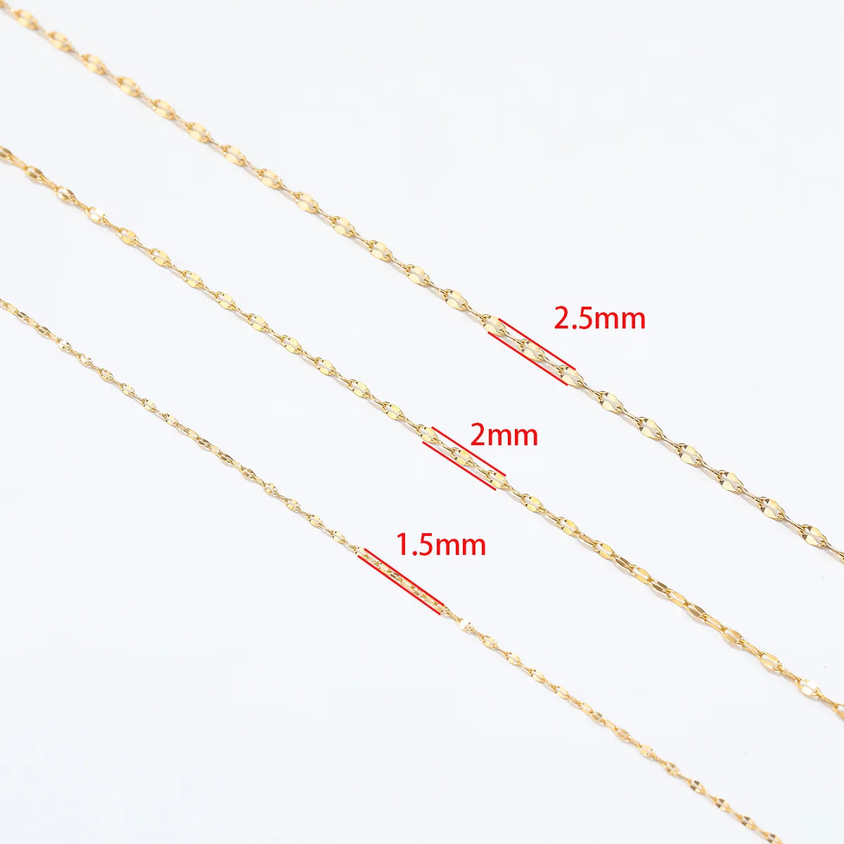E379 PVD Plated Roller Chain Gold Steel Lip Thin Chain Waterproof Stainless Steel Chain for Diy