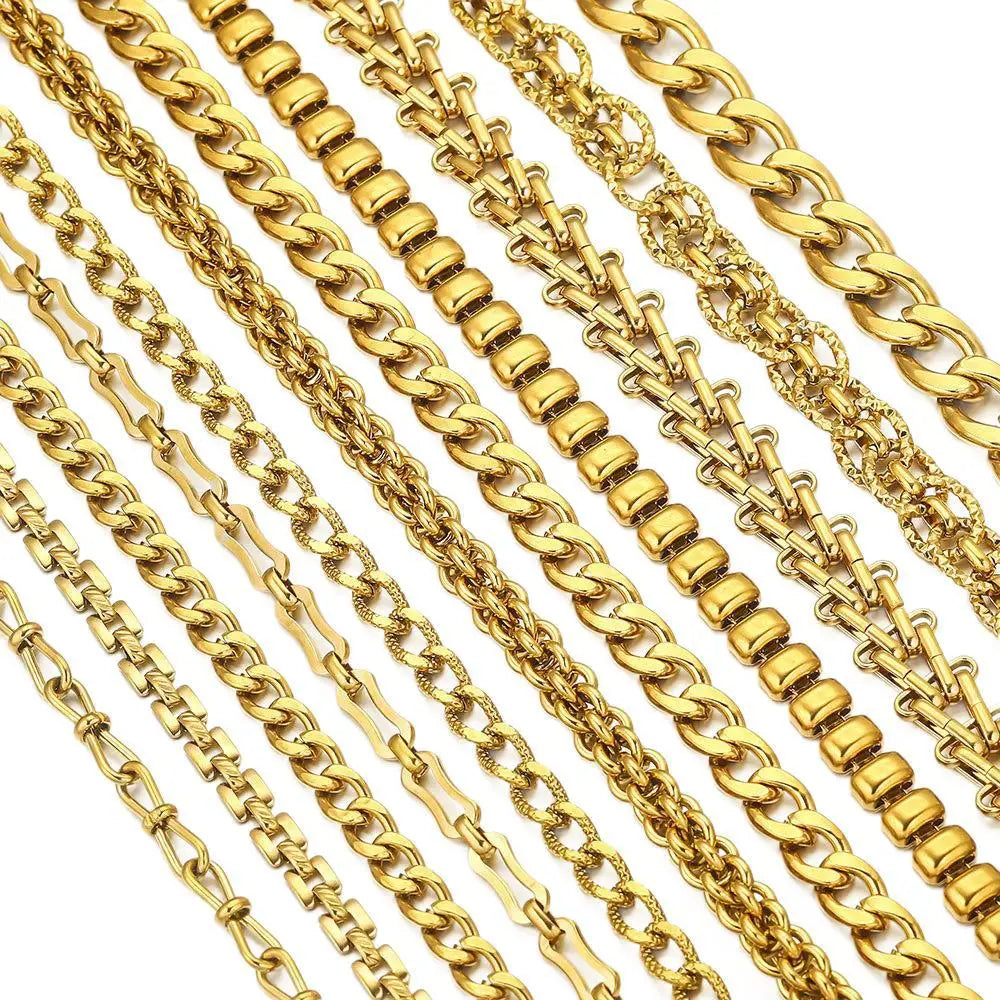 D378 Chunky Twisted Cuban Chain Chocker Gold Silver Black Gun Plated Stainless Steel Snake Rope Chain Jewelry for Men