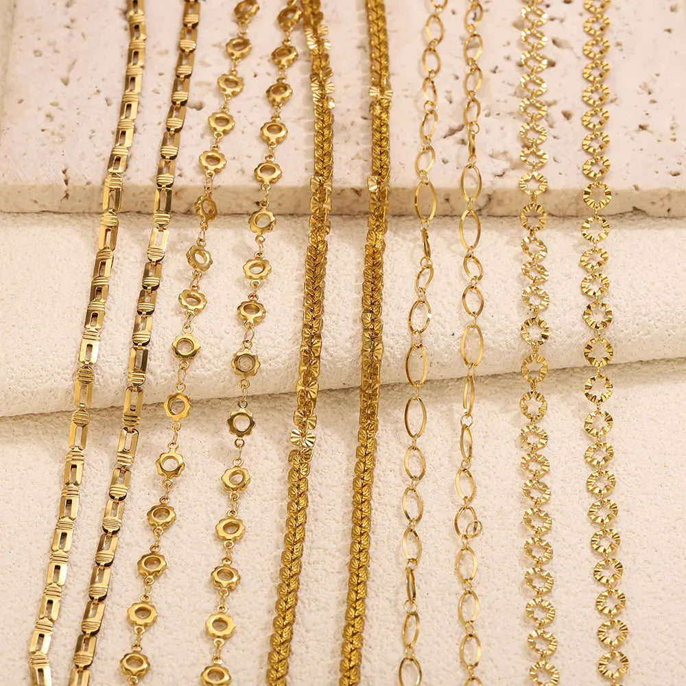 D566 High Quality Multi Design Stainless Steel Chain for Necklace Bracelet Making Bulk Roll Jewelry Chain