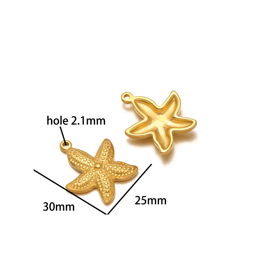 Ocean Style Sea Star Charm Stainless Steel 18K Gold Plated Starfish Charm Pendant for Jewelry Earring Necklace Making