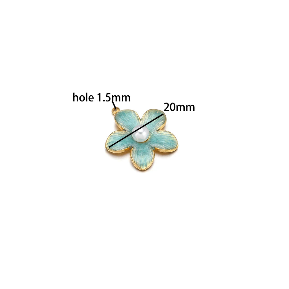 Wholesale DIY Jewelry Finding Stainless Steel 18k Gold Plated Multi Colore Flower Charm Pendants for  Jewelry Necklace Making