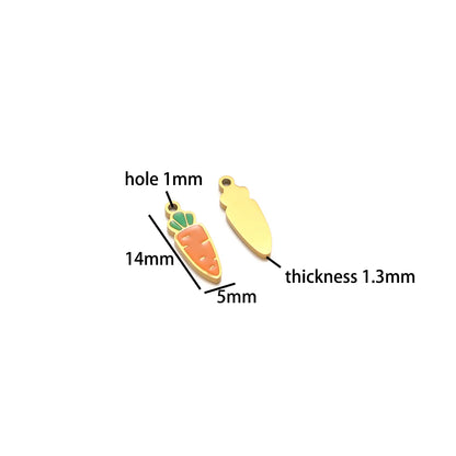 Colorful Fruits Pendant 18k Gold Plated Stainless Steel Strawberry Bananas Cherry Mushroom Charm Pendant for DIY Jewelry Making