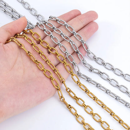 11x6.5mm Stainless Steel Rectangle Chain Quality E683 Waterproof 18k Gold Plated Necklace Wholesale Jewelry Findings Components