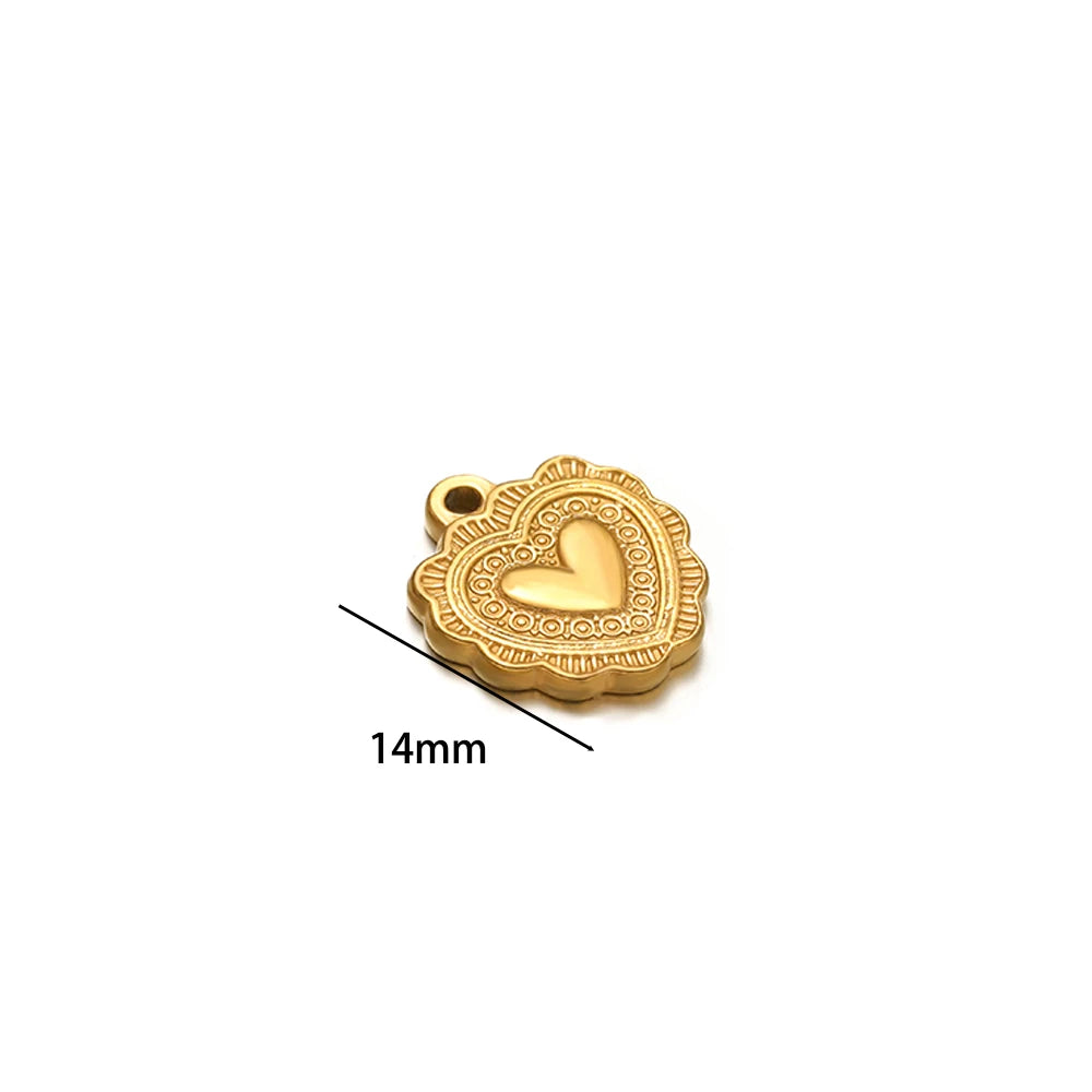 Fashion Stainless Steel 18k Gold Plated Difform Heart Charm Pendant for Diy Jewelry Necklace Earring Making Bulk