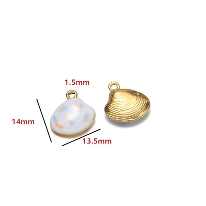 High Quality Jinrou 18K Gold Plated Stainless Steel Enamel Shell Shape Pendant for Necklace and Earrings Jewelry Making