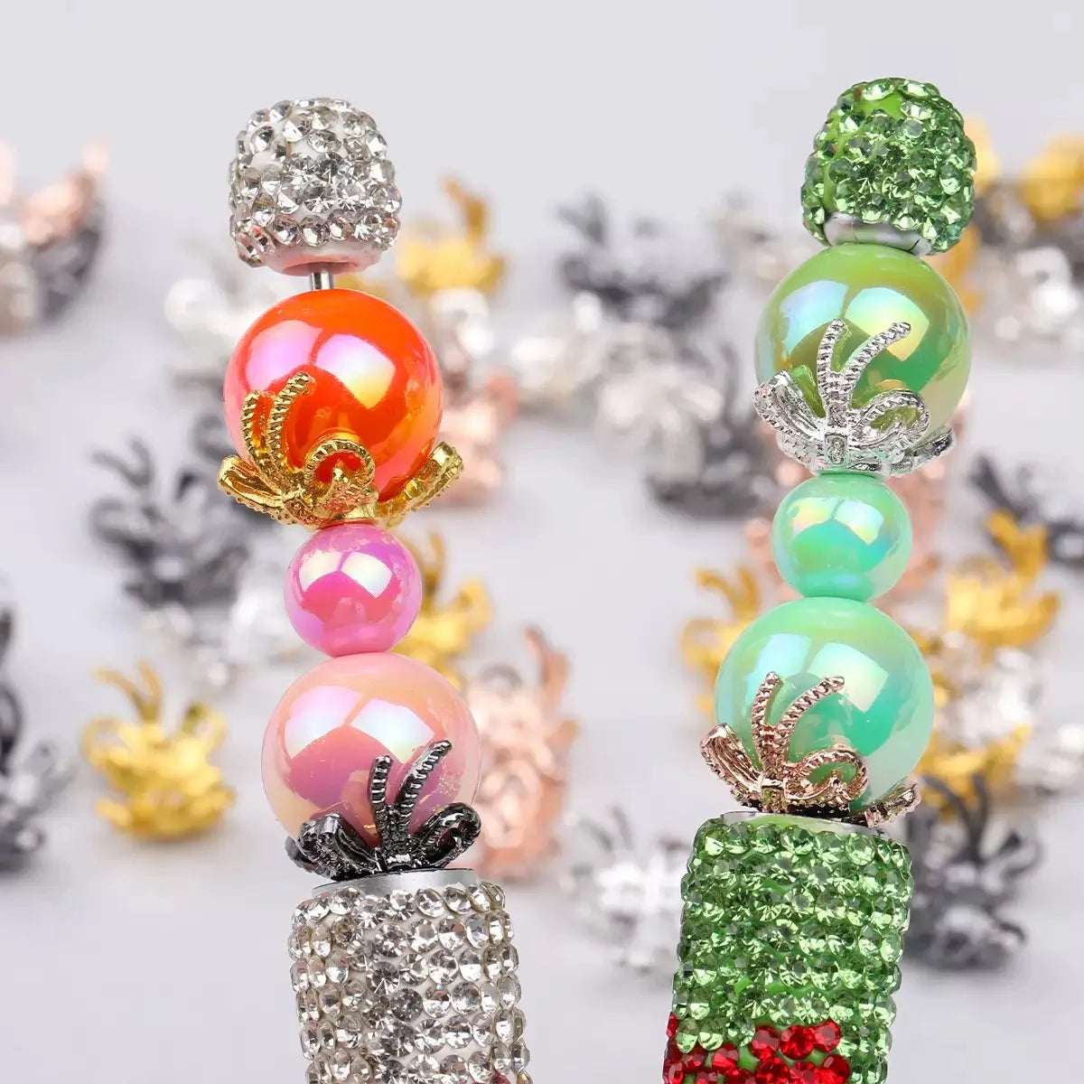 Bowknot Alloy Bead Caps Multi-Color Bead Cages (Fits16mm Round Beads) for DIY Pen Jewelry Making
