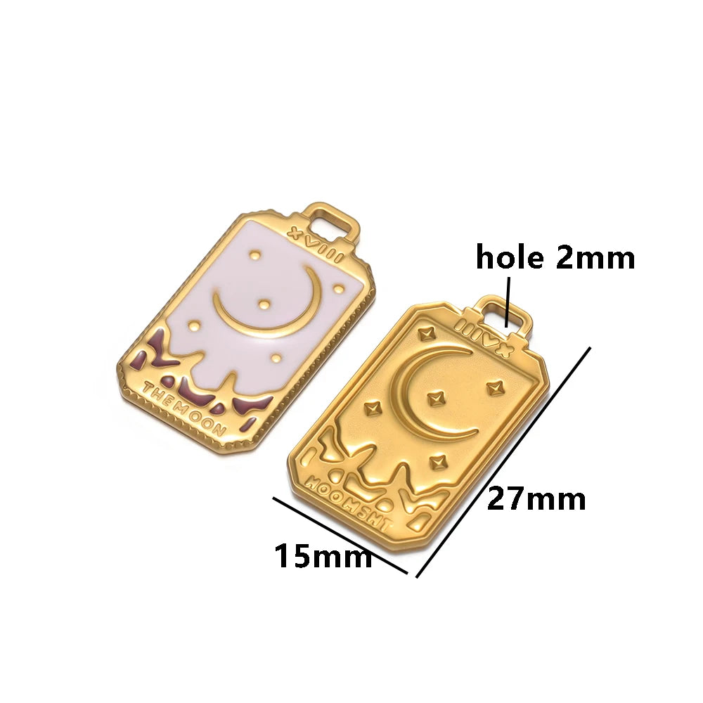 Fashion 18k Gold Plated Stainless Steel Enamel Moon Star Charm Pendant for DIY Handmade Necklace Earrings Jewelry Making