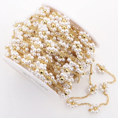 A712 Amazing 18k Gold Stainless Steel Chain,fresh Water Pearl Flower Chain for Necklace Bracelet Jewelry Accessory