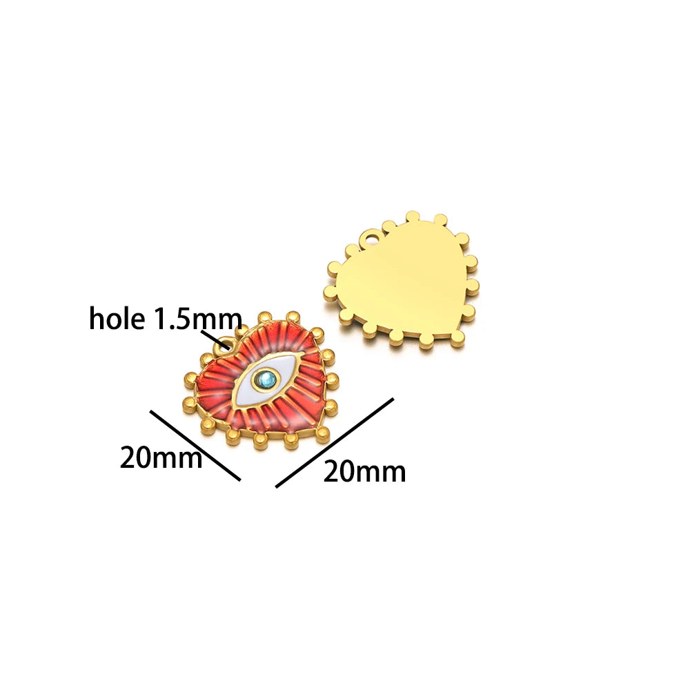 Design Dainty Enamel Eye Stainless Steel 18K Gold Plated Zircon Eyes Charm Pendant for Jewelry Earring Necklace Making