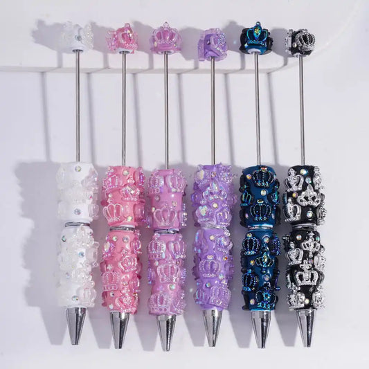 DIY for Clay Plastic Ballpoint Pen Imperial Crown Rhinestone Bling Durable Queen Gift Pen
