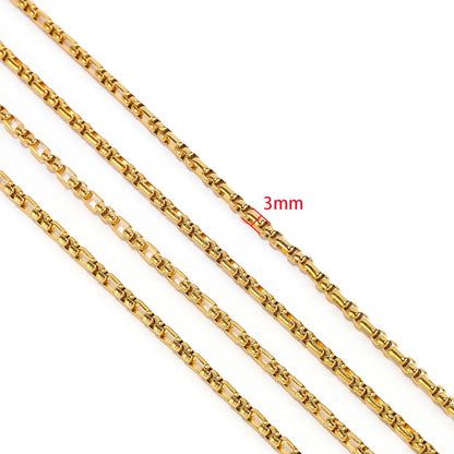 High Quality Stainless Steel E403 3mm 3+1 Box Chain Wholesale Woman's Jewelry Chains