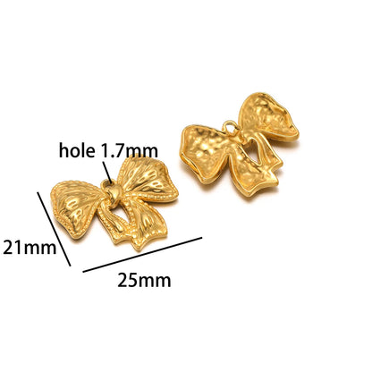 New Handmade DIY Jewelry Accessories 18k Gold Plated Stainless Steel Pearl Bowknot Charm Pendant for Women Jewelry Making