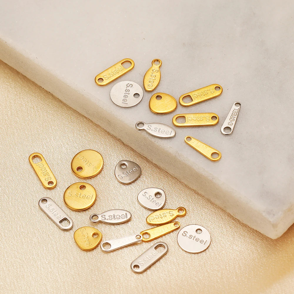 50pcs/bag Stainless Steel 18K Gold Plated Tail Charms for DIY Jewelry Bracelet Necklace Making Accessories