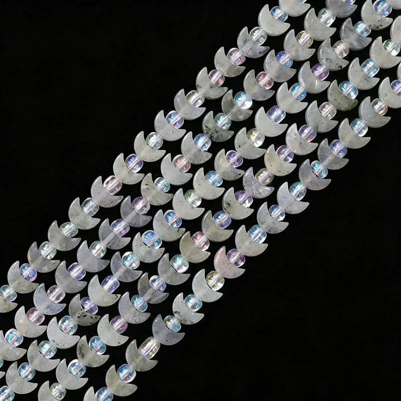 Wholesale Flat Moon Shaped Quartz Gemstone Beads, Amethyst Lapis Lauzli 4x6mm 5x8mm Stone Beads for DIY Jewelry Making, 38CM