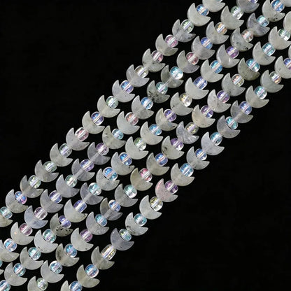 Wholesale Flat Moon Shaped Quartz Gemstone Beads, Amethyst Lapis Lauzli 4x6mm 5x8mm Stone Beads for DIY Jewelry Making, 38CM