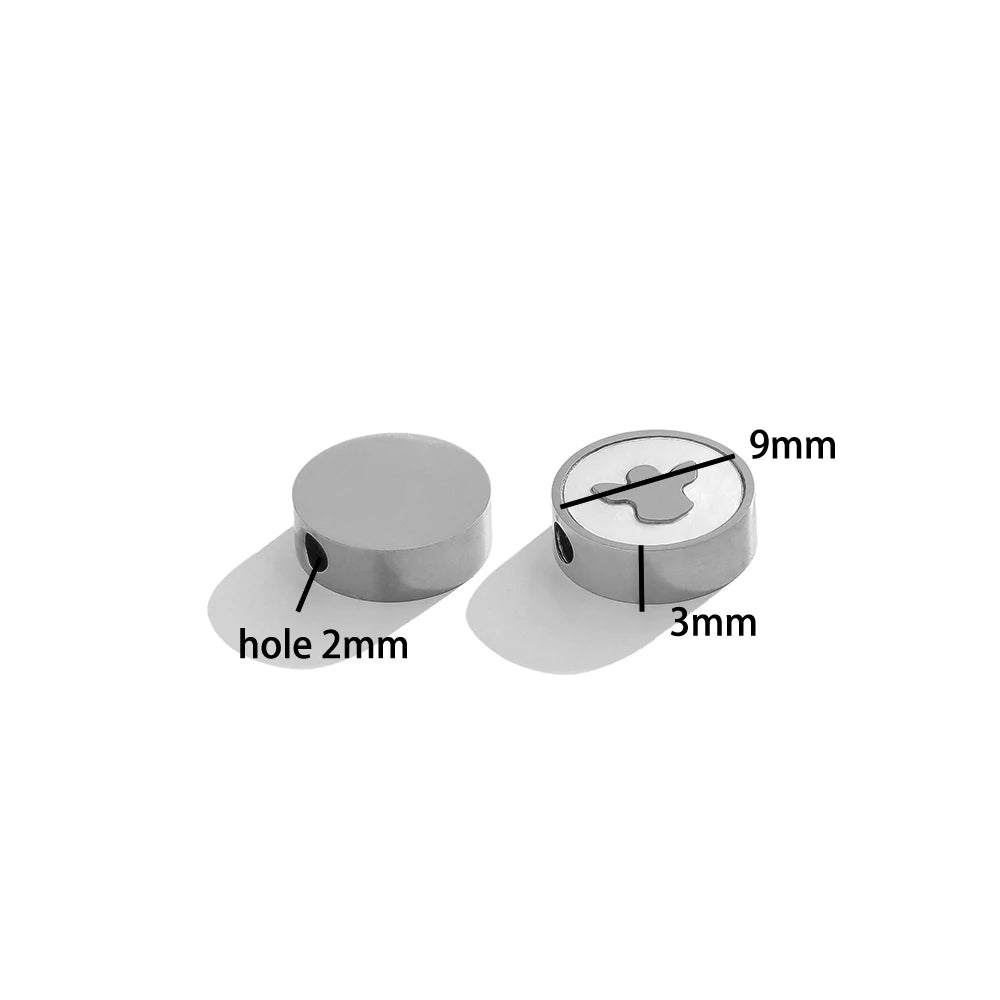 High Quality 18k Gold Plated Stainless Steel 9mm Round Enamel Bead Charms Pendant for Women Jewelry Necklace Earrings Making