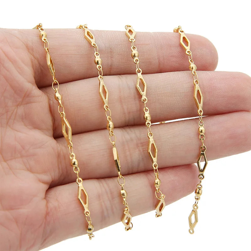 B3275 4mm Gold Filled Chain Bead Chain Stainless Steel Chain for Making