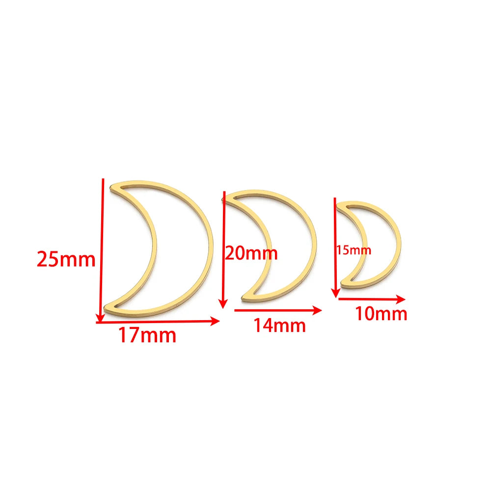 Half Moon Charm Stainless Steel Gold  Plated Charm Moon-Shape Charm Pendant for DIY Jewelry Necklace Making
