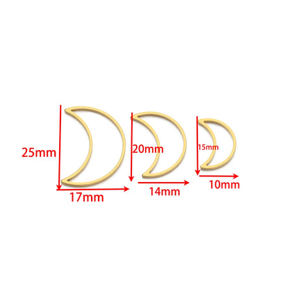 Half Moon Charm Stainless Steel Gold  Plated Charm Moon-Shape Charm Pendant for DIY Jewelry Necklace Making