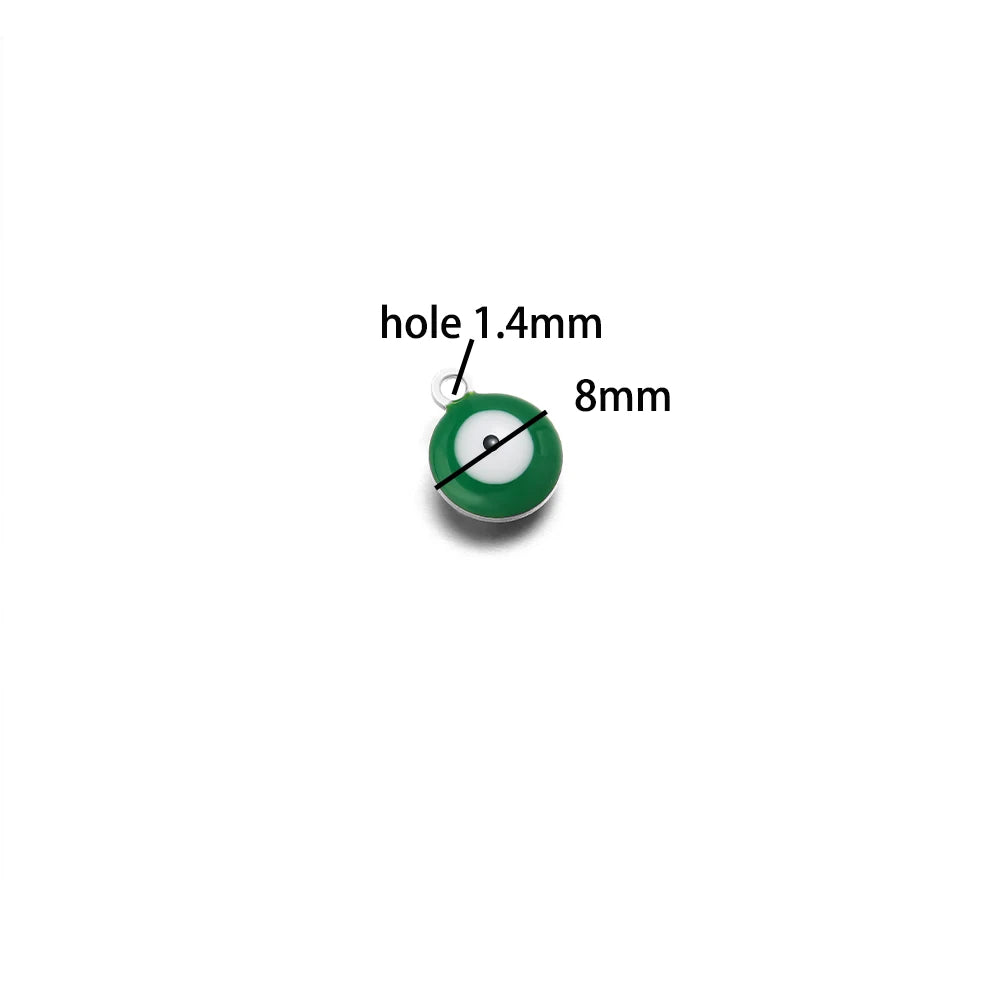 20pcs/bag Hot Sale Stainless Steel 18K Gold Plated Enamel Round Eyes Charm Pendant for DIY Jewelry Necklace Making