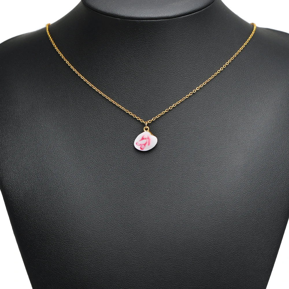 High Quality Jinrou 18K Gold Plated Stainless Steel Enamel Shell Shape Pendant for Necklace and Earrings Jewelry Making