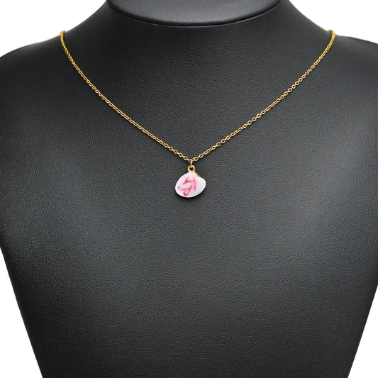 High Quality Jinrou 18K Gold Plated Stainless Steel Enamel Shell Shape Pendant for Necklace and Earrings Jewelry Making