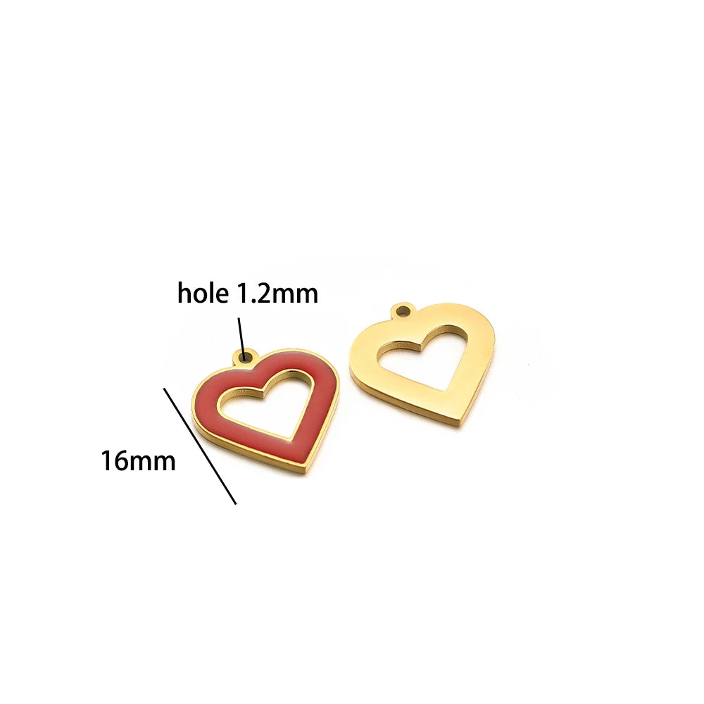 European American Style Stainless Steel Gold Plated Enamel Heart Eye Butterfly Charm Pendant for Jewelry Necklace Making