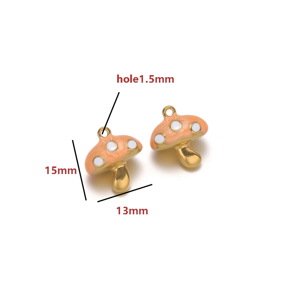 Gold Plated Mushroom Charm with Light Blue Enamel for DIY Jewelry Making, Cute Mushroom Pendant for Necklace Bracelet