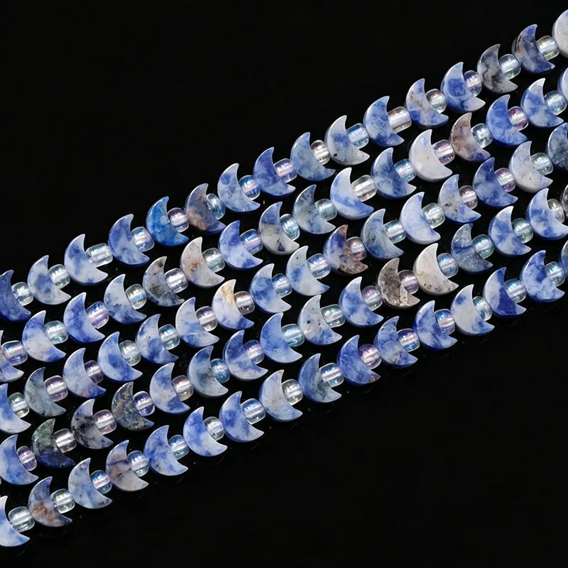 Wholesale Flat Moon Shaped Quartz Gemstone Beads, Amethyst Lapis Lauzli 4x6mm 5x8mm Stone Beads for DIY Jewelry Making, 38CM