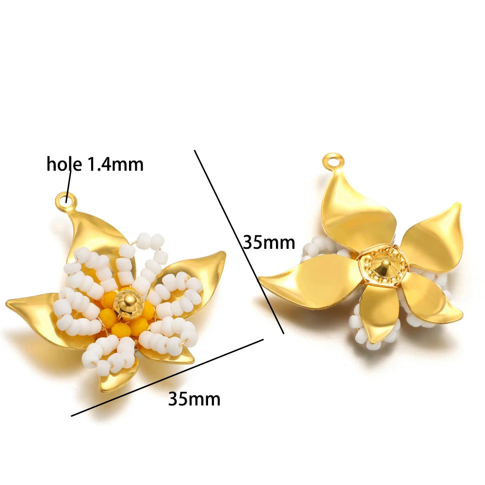 Handmade 18k Gold Plated Stainless Steel Crystal Geometric Flower Sun Charm Colorful Butterfly Pendant for Jewelry Making