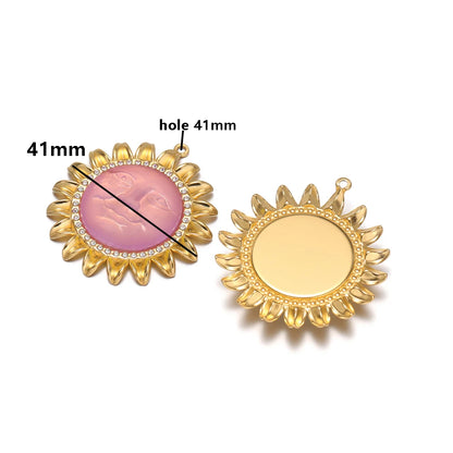 Bohemian Style Stainless Steel18k Gold Plated Sunflower Sun Shape Charms Pendant for DIY Jewelry Necklace Earring Making