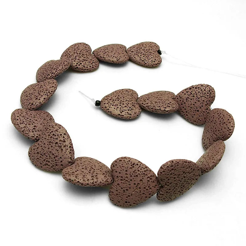 Wholesale Heart Shaped Multi Colors Pink Red Volcanic Rock Lava Stone Beads for Jewelry Making 20mm